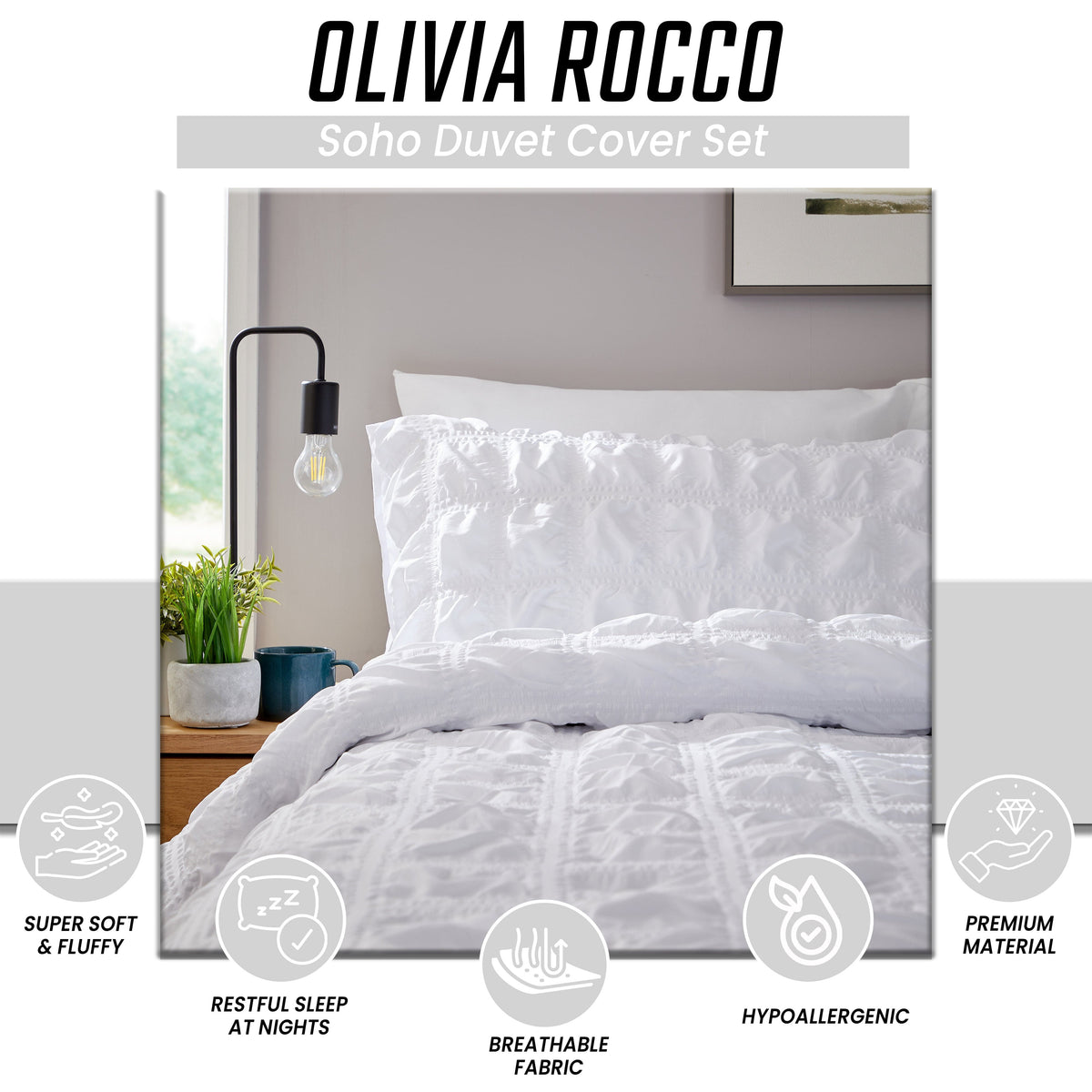 Duvet Cover Set Microfibre Quilted White With Pillowcases