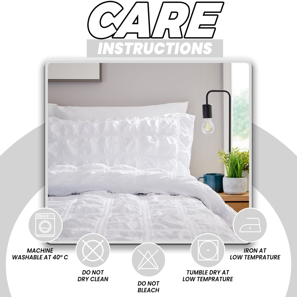 Duvet Cover Set Microfibre Quilted White With Pillowcases