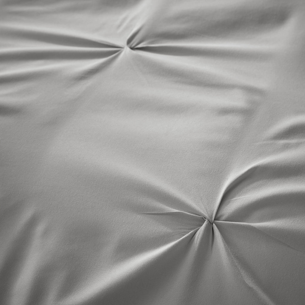 Pintuck Grey Microfibre Duvet Cover Set With Pillowcases