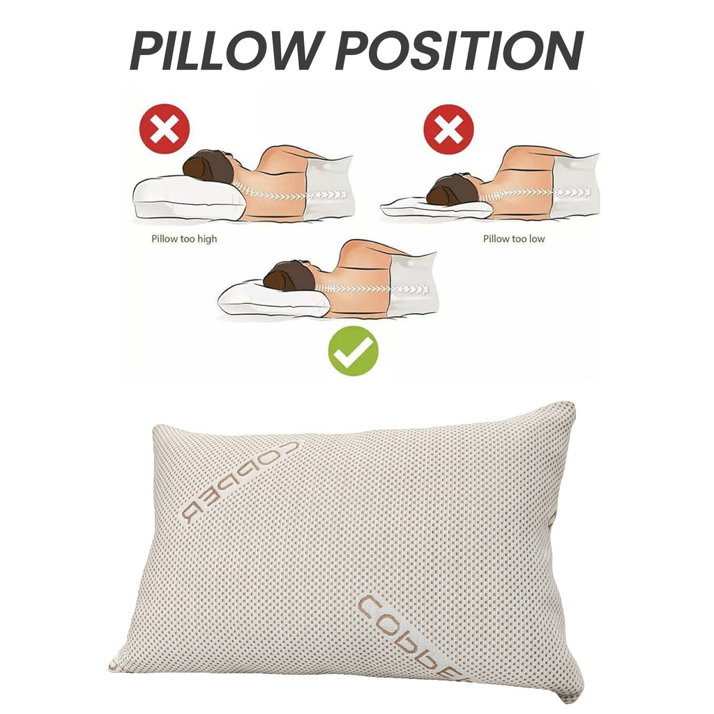 Copper Infused Memory Foam Pillow For Skin Health Hypoallergenic Super Soft Hotel-Style Comfort