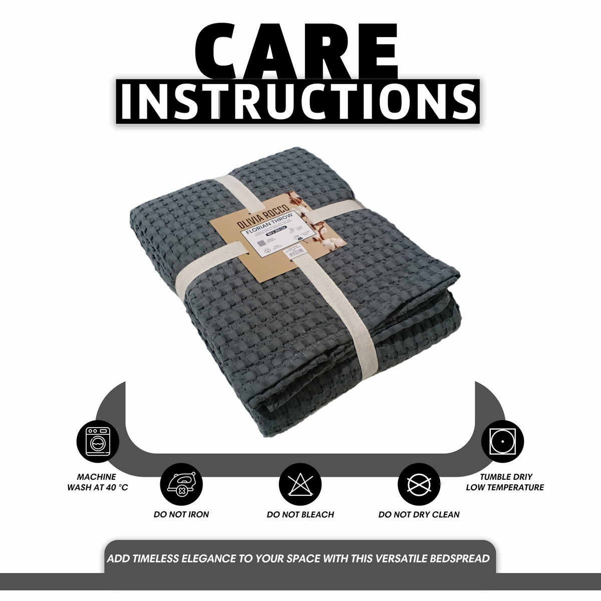 Florian Checked Grey Throw Blanket