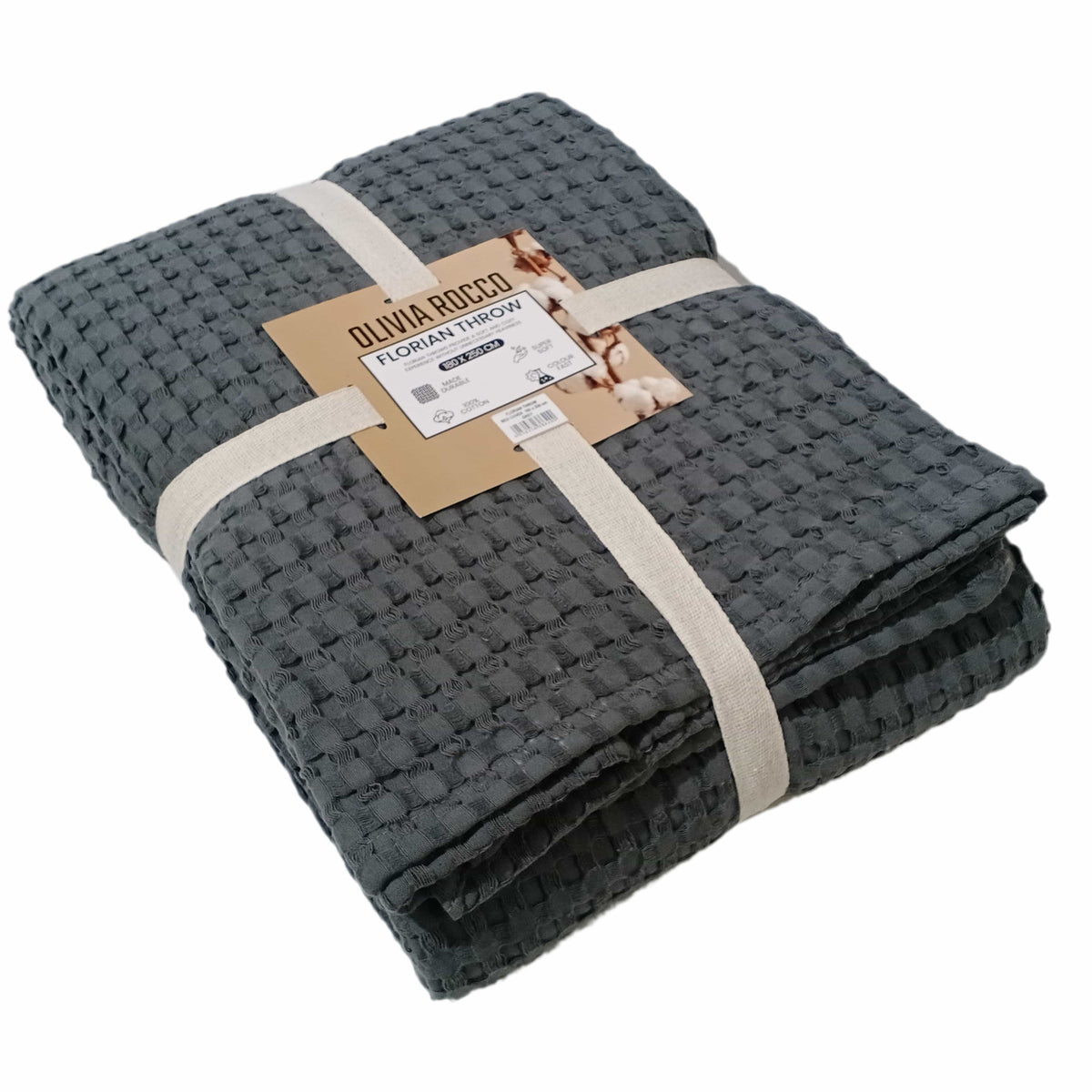 Florian Checked Grey Throw Blanket