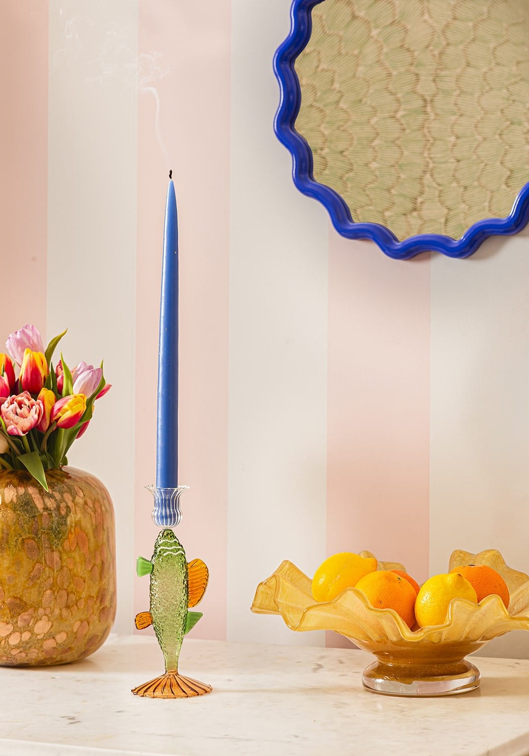 Spotted Yellow Glass Vase
